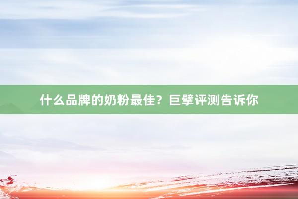 什么品牌的奶粉最佳？巨擘评测告诉你