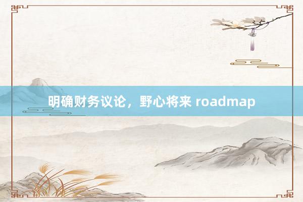 明确财务议论，野心将来 roadmap